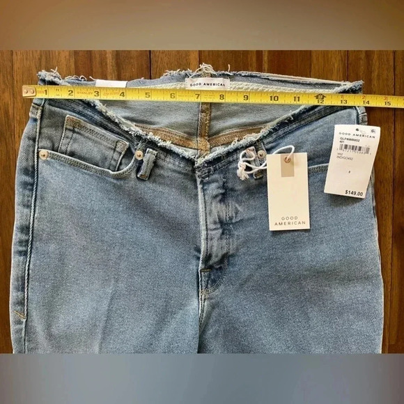 Good American Women's Good Legs Flare Jeans with No Waistband indigo 492 - Picture 5 of 14